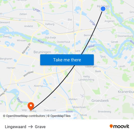 Lingewaard to Grave map