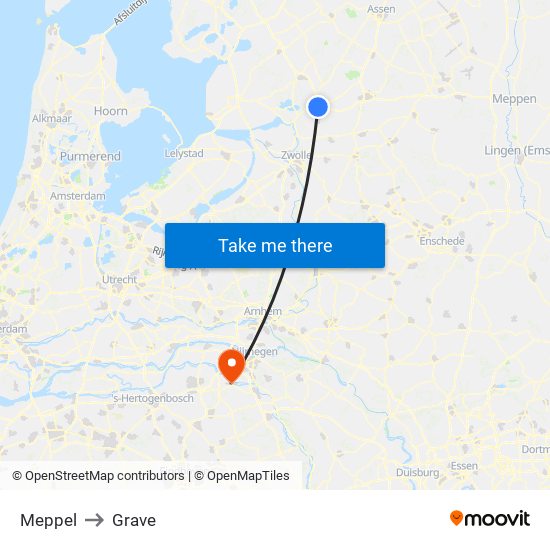 Meppel to Grave map