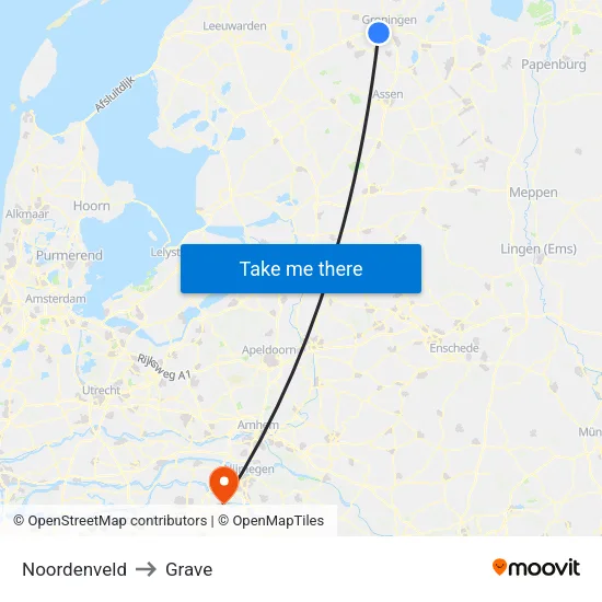 Noordenveld to Grave map