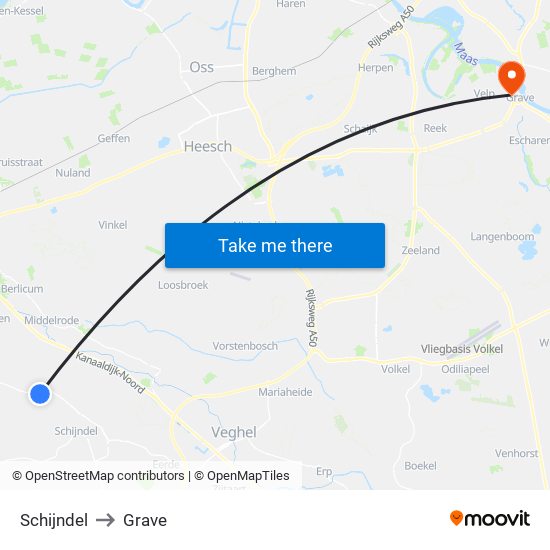 Schijndel to Grave map