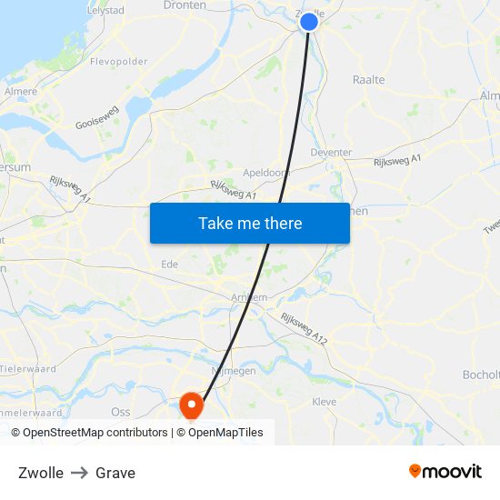 Zwolle to Grave map