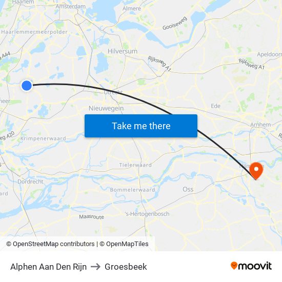 Alphen Aan Den Rijn to Groesbeek map