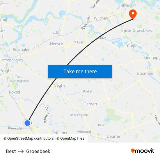 Best to Groesbeek map