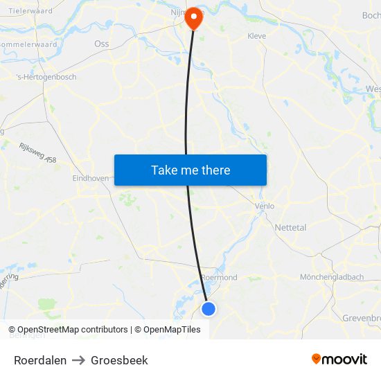 Roerdalen to Groesbeek map