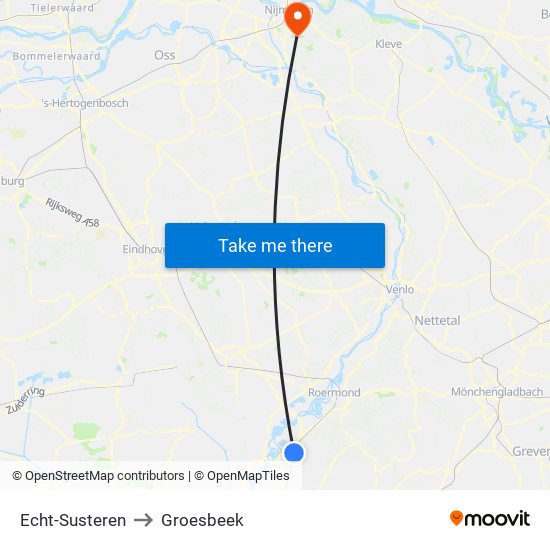 Echt-Susteren to Groesbeek map