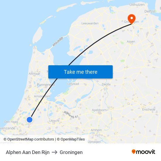 Alphen Aan Den Rijn to Groningen map