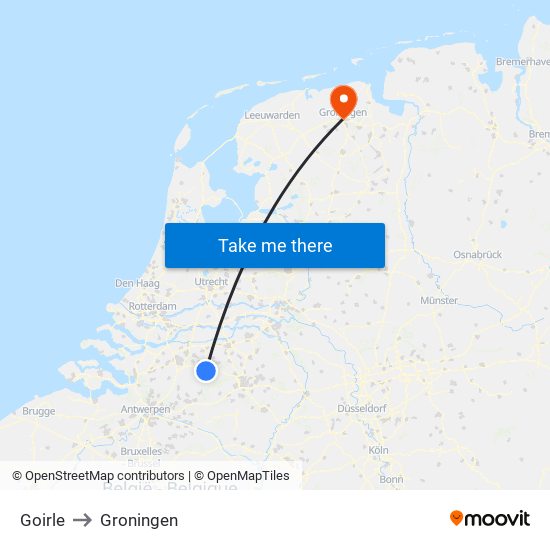 Goirle to Groningen map