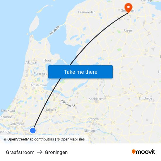 Graafstroom to Groningen map