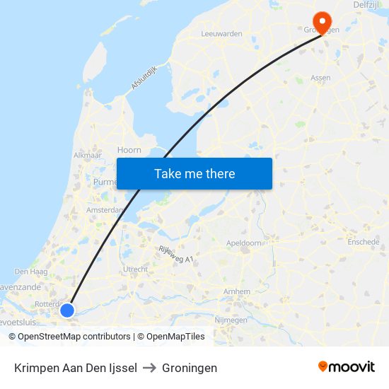 Krimpen Aan Den Ijssel to Groningen map