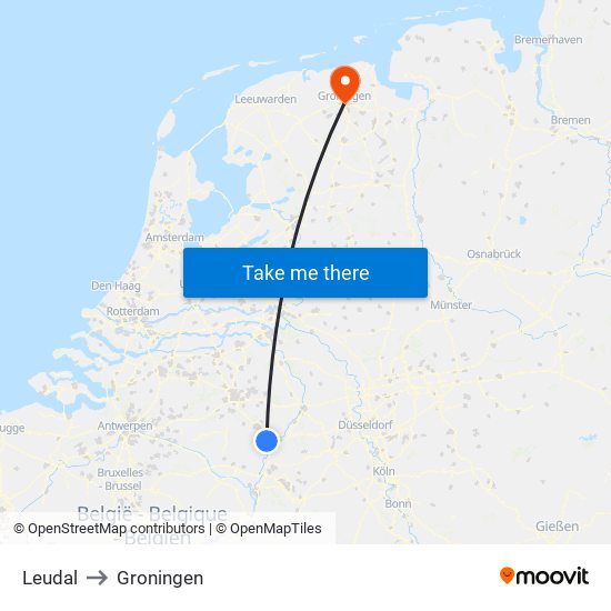 Leudal to Groningen map