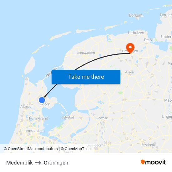 Medemblik to Groningen map