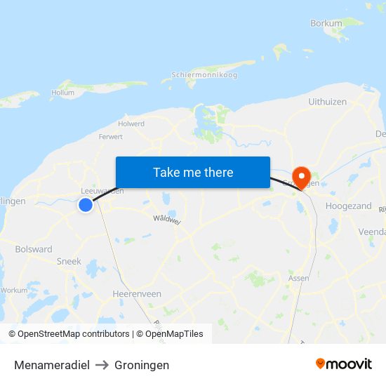 Menameradiel to Groningen map