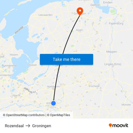 Rozendaal to Groningen map