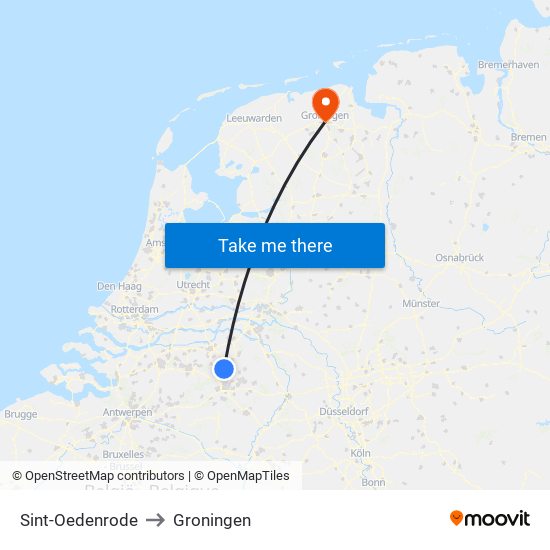 Sint-Oedenrode to Groningen map