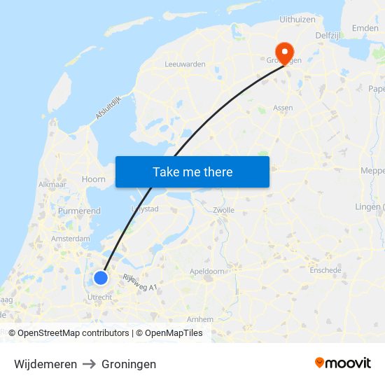 Wijdemeren to Groningen map