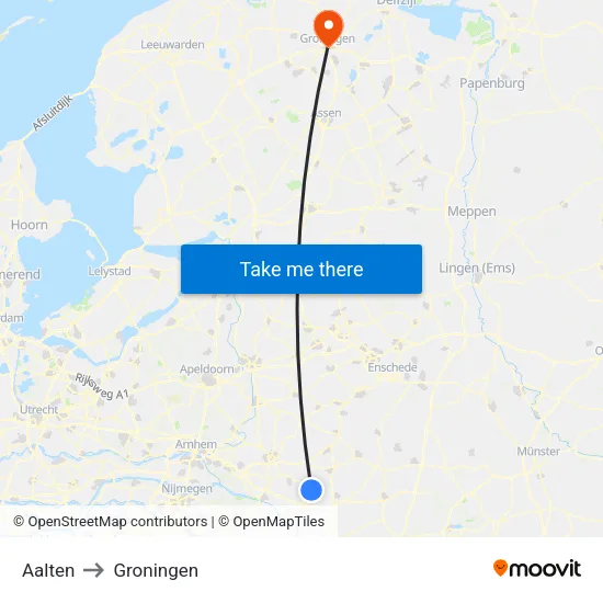 Aalten to Groningen map