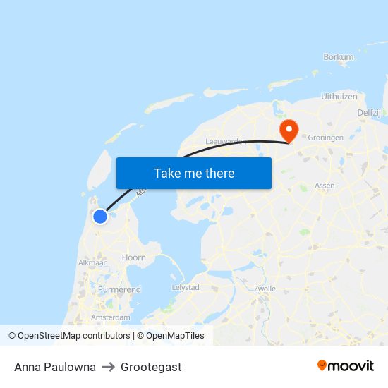 Anna Paulowna to Grootegast map