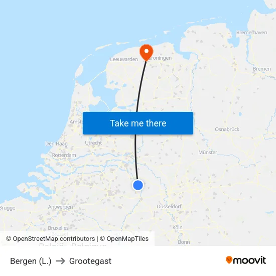 Bergen (L.) to Grootegast map