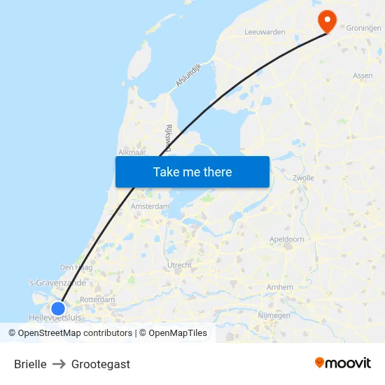 Brielle to Grootegast map
