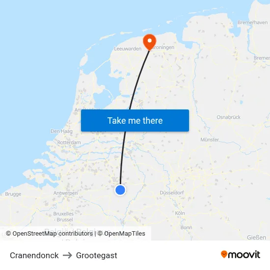 Cranendonck to Grootegast map