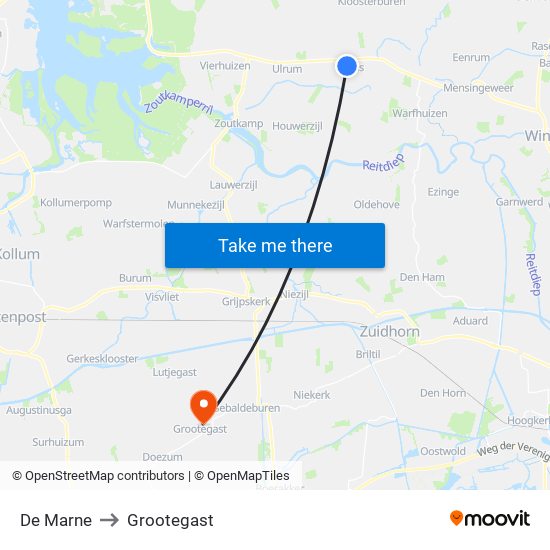 De Marne to Grootegast map