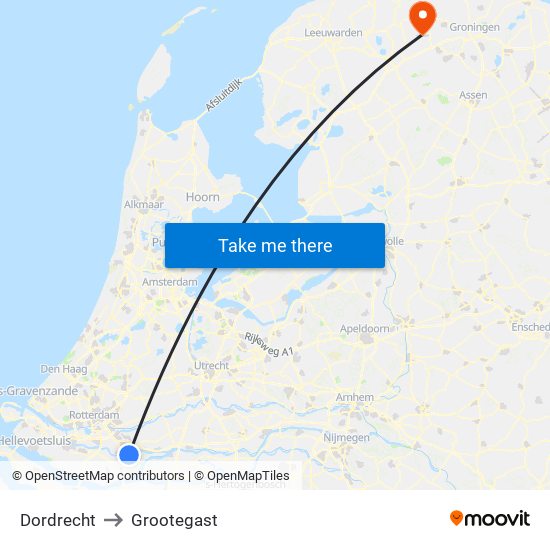 Dordrecht to Grootegast map