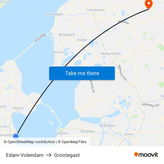 Edam-Volendam to Grootegast map