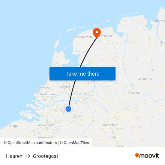 Haaren to Grootegast map