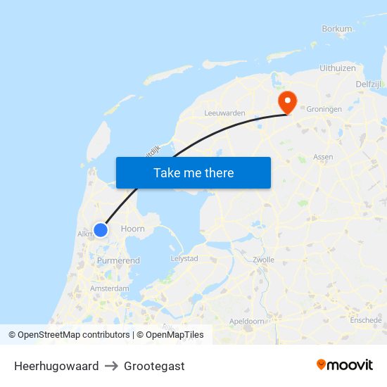 Heerhugowaard to Grootegast map