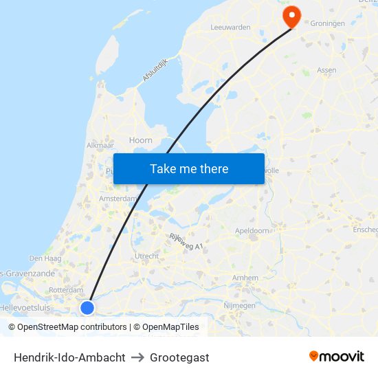 Hendrik-Ido-Ambacht to Grootegast map
