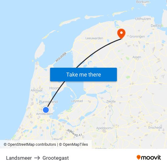 Landsmeer to Grootegast map