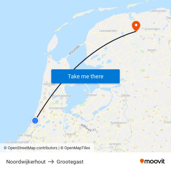 Noordwijkerhout to Grootegast map