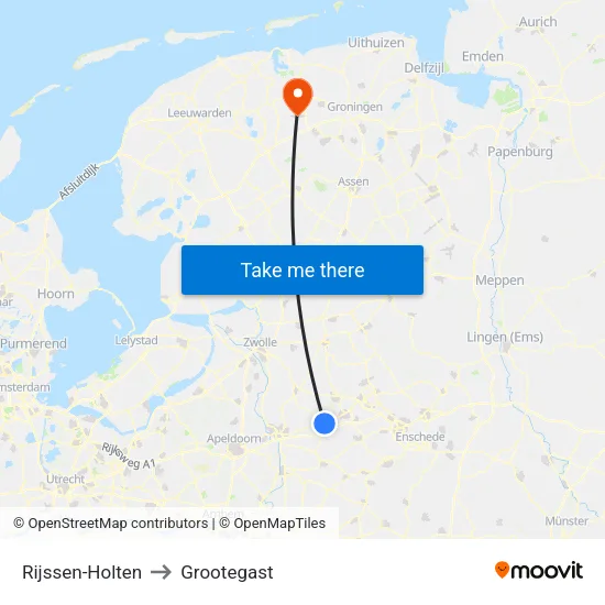 Rijssen-Holten to Grootegast map