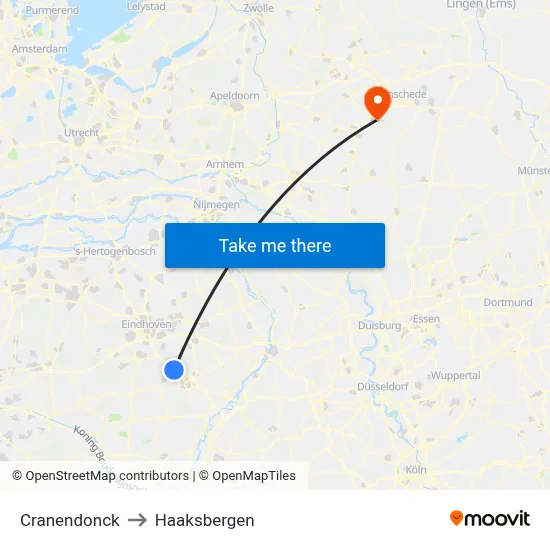 Cranendonck to Haaksbergen map