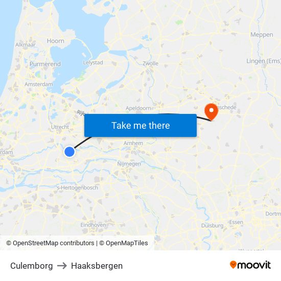 Culemborg to Haaksbergen map
