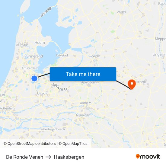 De Ronde Venen to Haaksbergen map