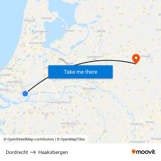 Dordrecht to Haaksbergen map