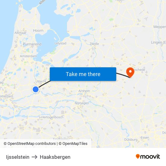 Ijsselstein to Haaksbergen map