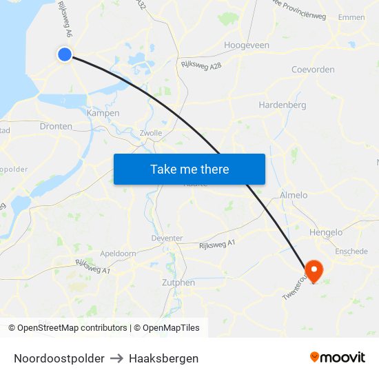 Noordoostpolder to Haaksbergen map