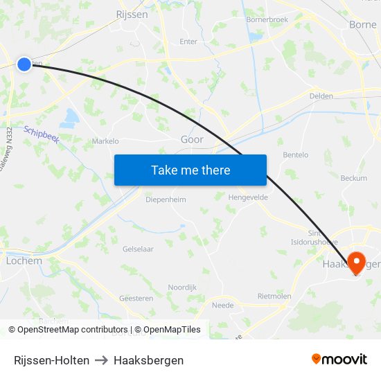 Rijssen-Holten to Haaksbergen map