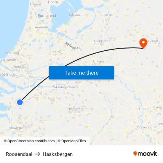 Roosendaal to Haaksbergen map