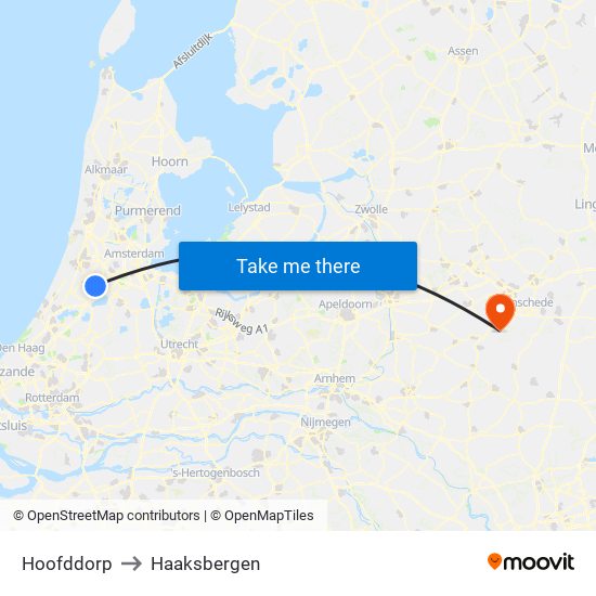 Hoofddorp to Haaksbergen map