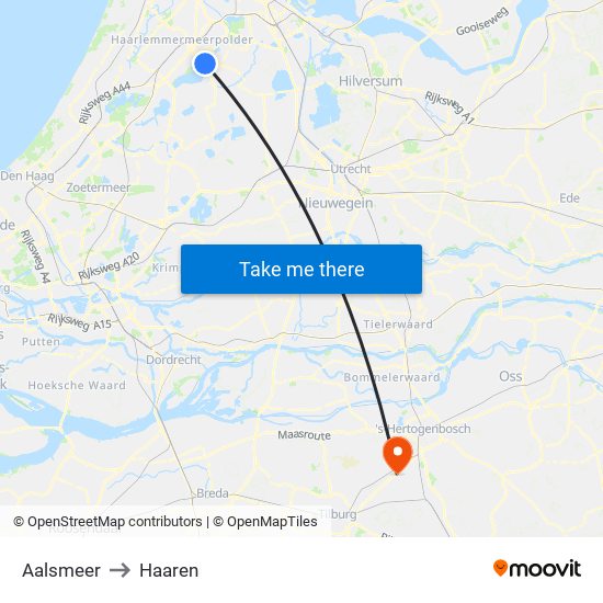 Aalsmeer to Haaren map