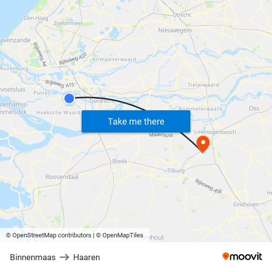 Binnenmaas to Haaren map