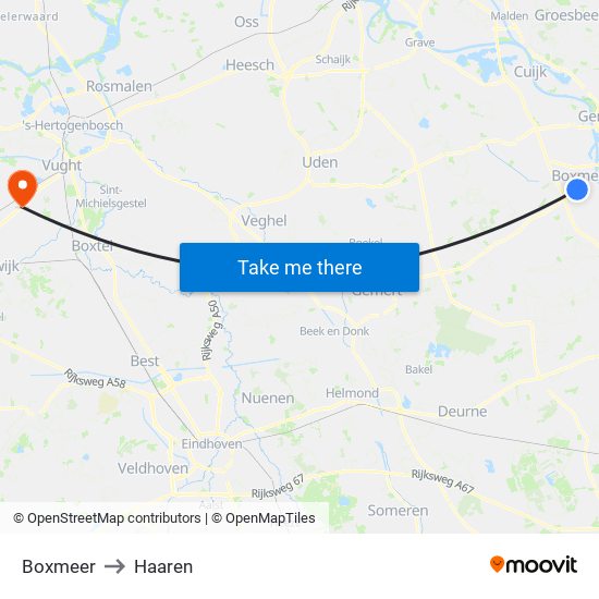 Boxmeer to Haaren map