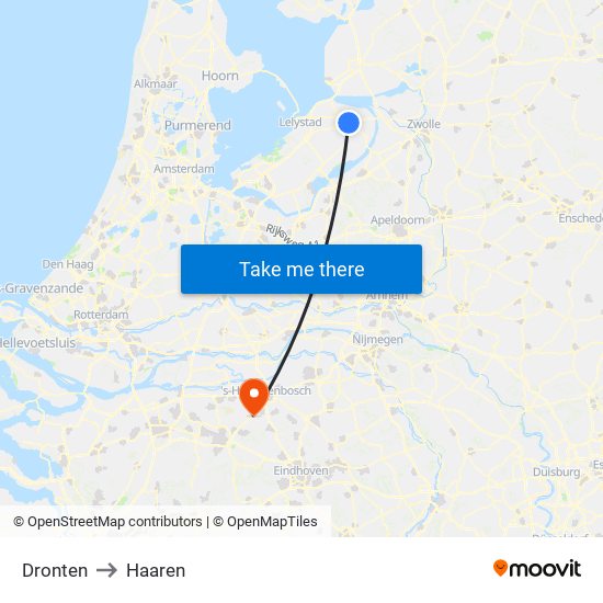 Dronten to Haaren map