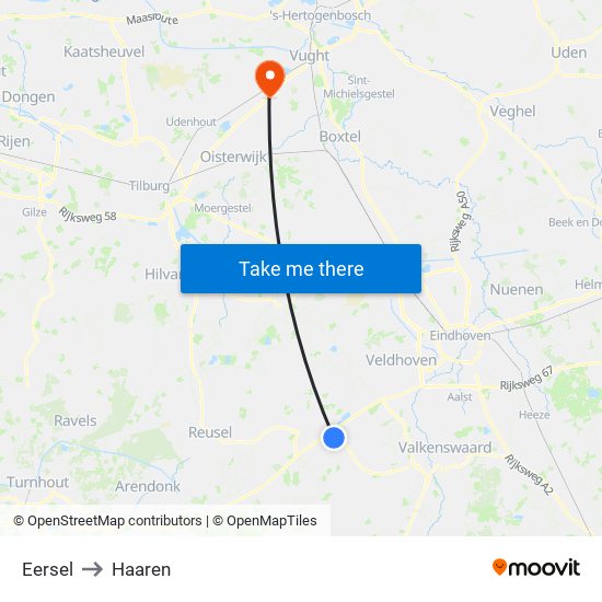 Eersel to Haaren map