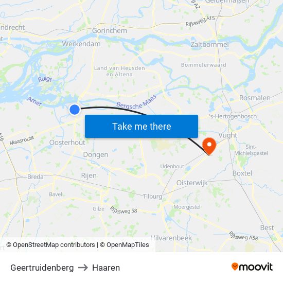 Geertruidenberg to Haaren map