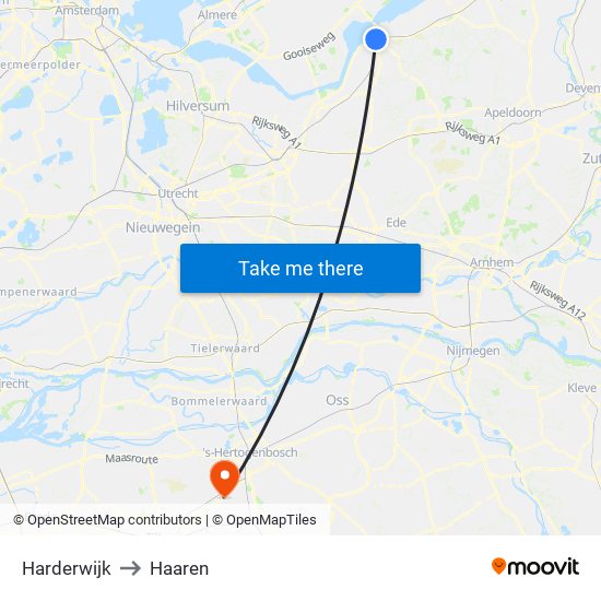 Harderwijk to Haaren map