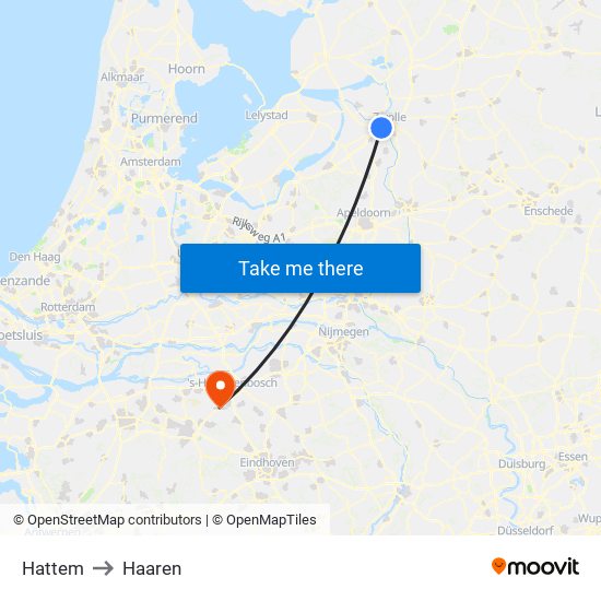 Hattem to Haaren map